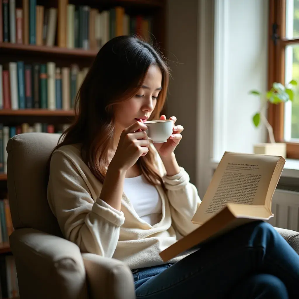 Relaxáló pillanat, amikor valaki a szívvédő teát kortyolja.